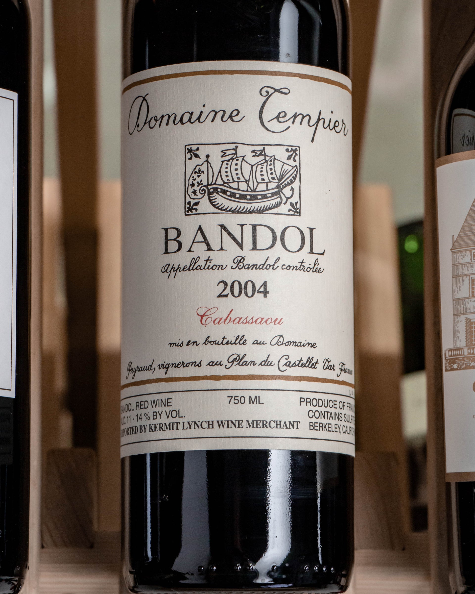 Domaine Tempier Cabassaou Bandol 2004 (stained label)