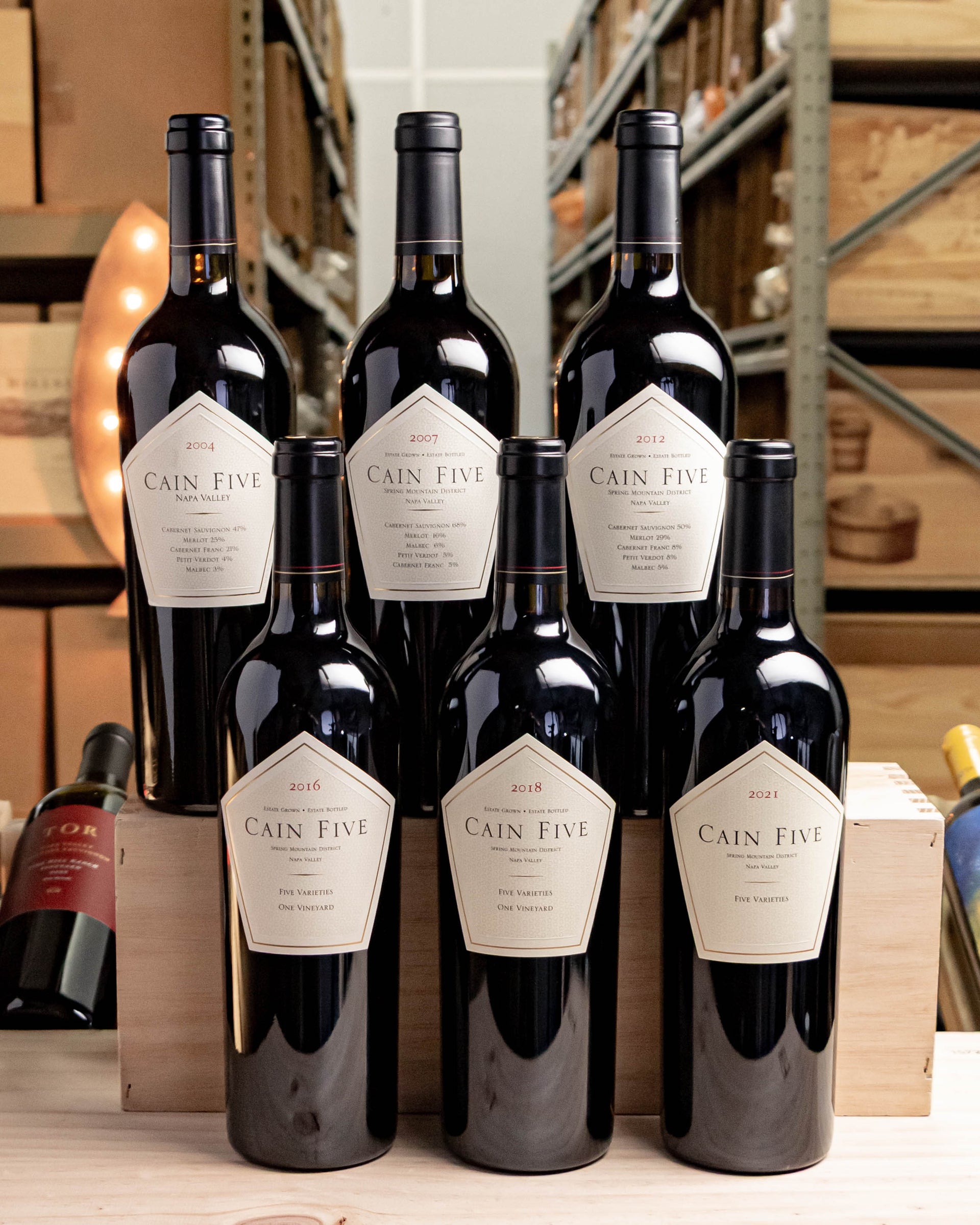 Cain Vineyard & Winery Red Blend Cain Five Spring Mountain District Napa Valley 6-Pack Vertical (04,07,12,16,18,21)